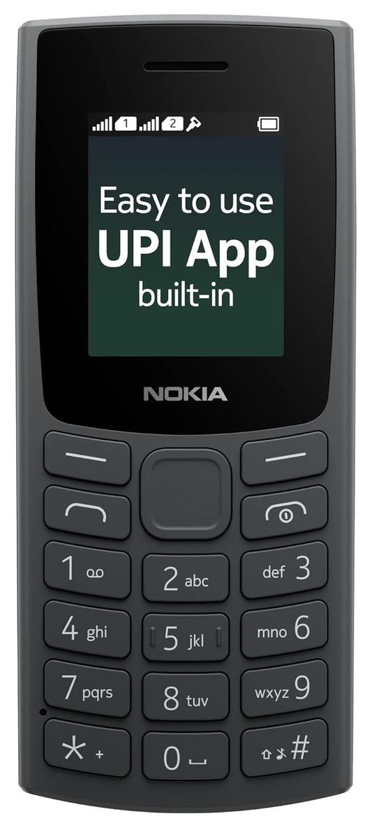Nokia All-New 105 Dual Sim Keypad Phone with Built-in UPI Payments, Long-Lasting Battery, Wireless FM Radio | Charcoal